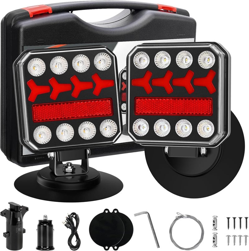 ZUNAICE Wireless Trailer Lights, Rechargeable Magnetic LED Trailer Lights with Reverse Light, Portable Wireless Tow Tail Light Kit for Trucks, Boats, RVs, Campers, IP67 Waterproof - Image 1